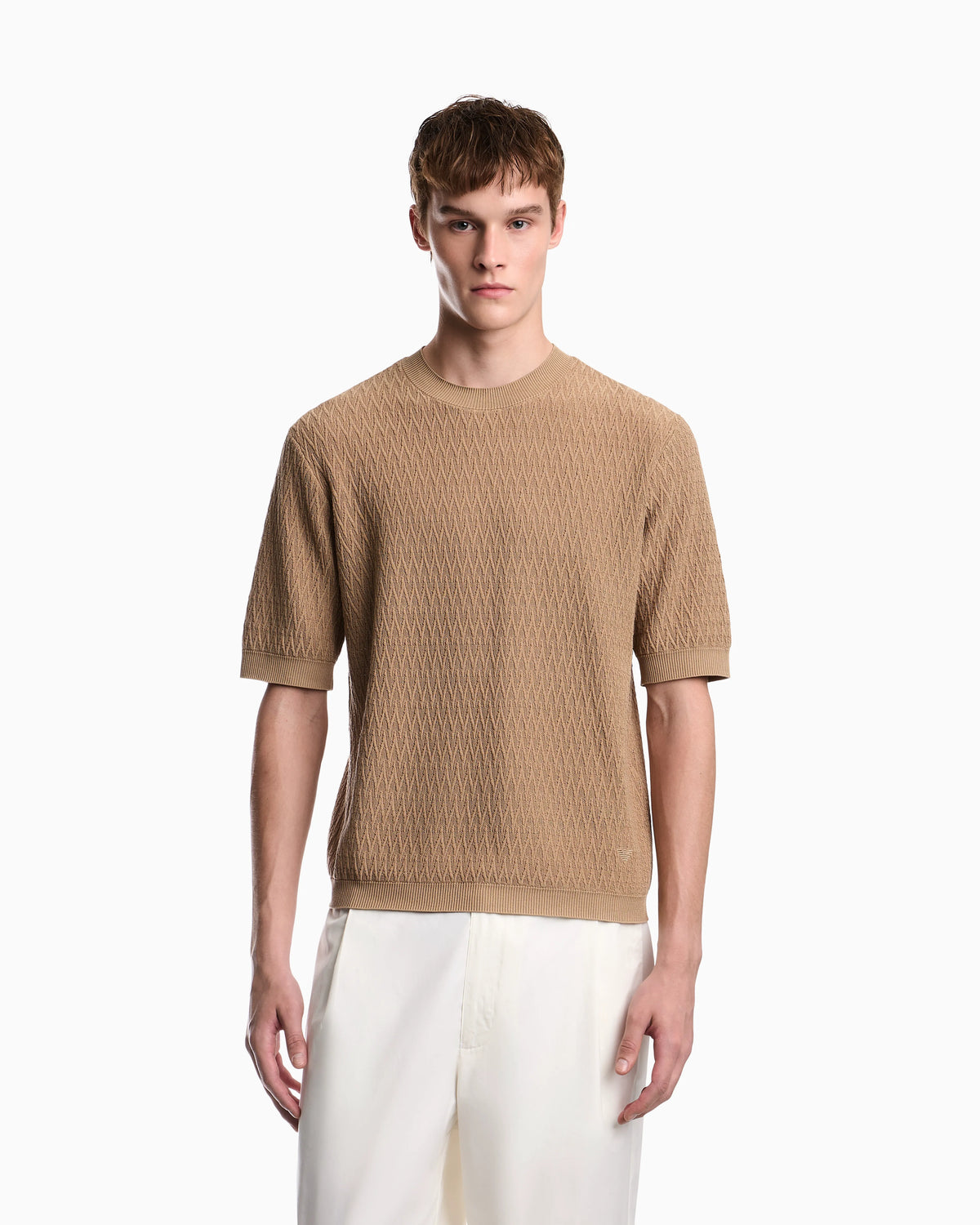 Chevron jacquard knit sweater