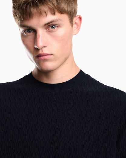 Chevron jacquard knit sweater