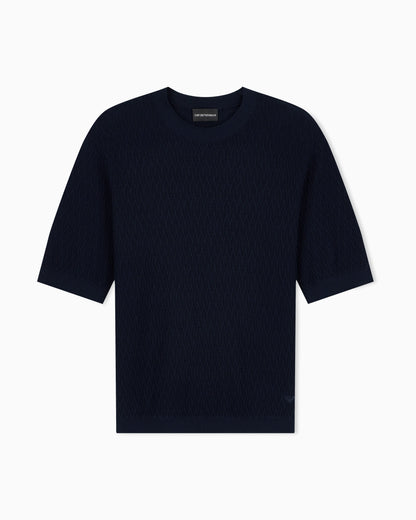 Chevron jacquard knit sweater