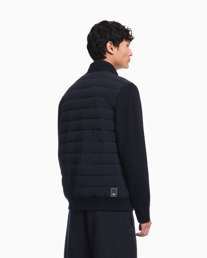 Stretch nylon down jacket with knit sleeves Travel Essential