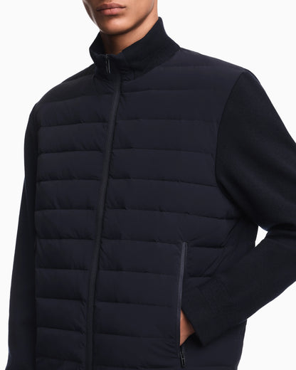 Stretch nylon down jacket with knit sleeves Travel Essential