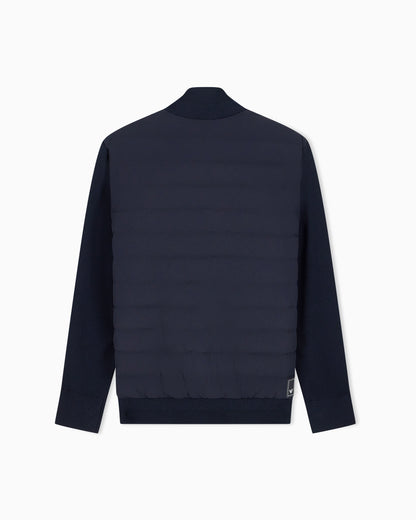 Stretch nylon down jacket with knit sleeves Travel Essential