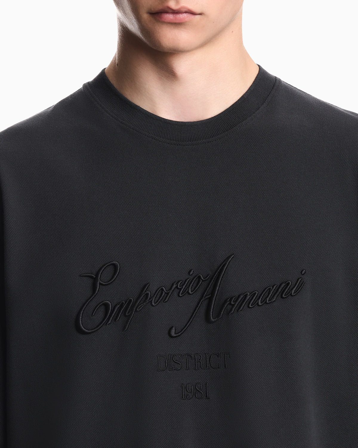 Piqué jersey T-shirt with embroidered raised logo