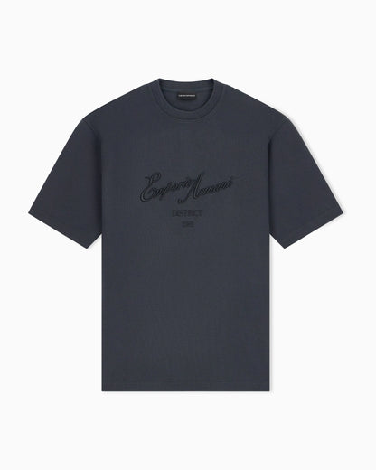 Piqué jersey T-shirt with embroidered raised logo