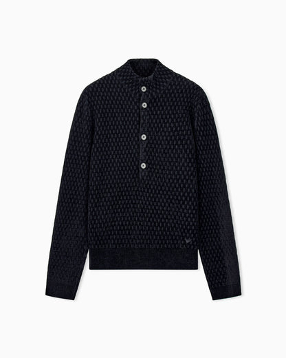 Signature Capsule textured virgin wool buttoned sweater