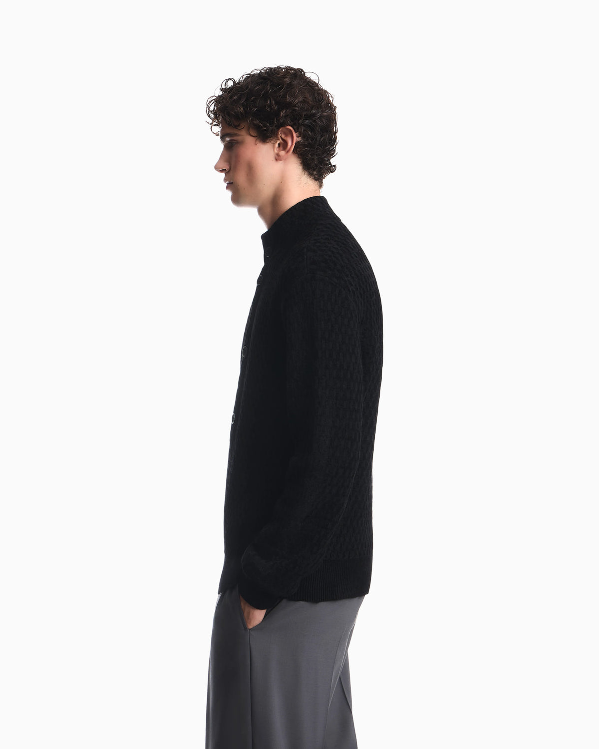 Signature Capsule textured virgin wool buttoned sweater