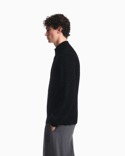 Signature Capsule textured virgin wool buttoned sweater