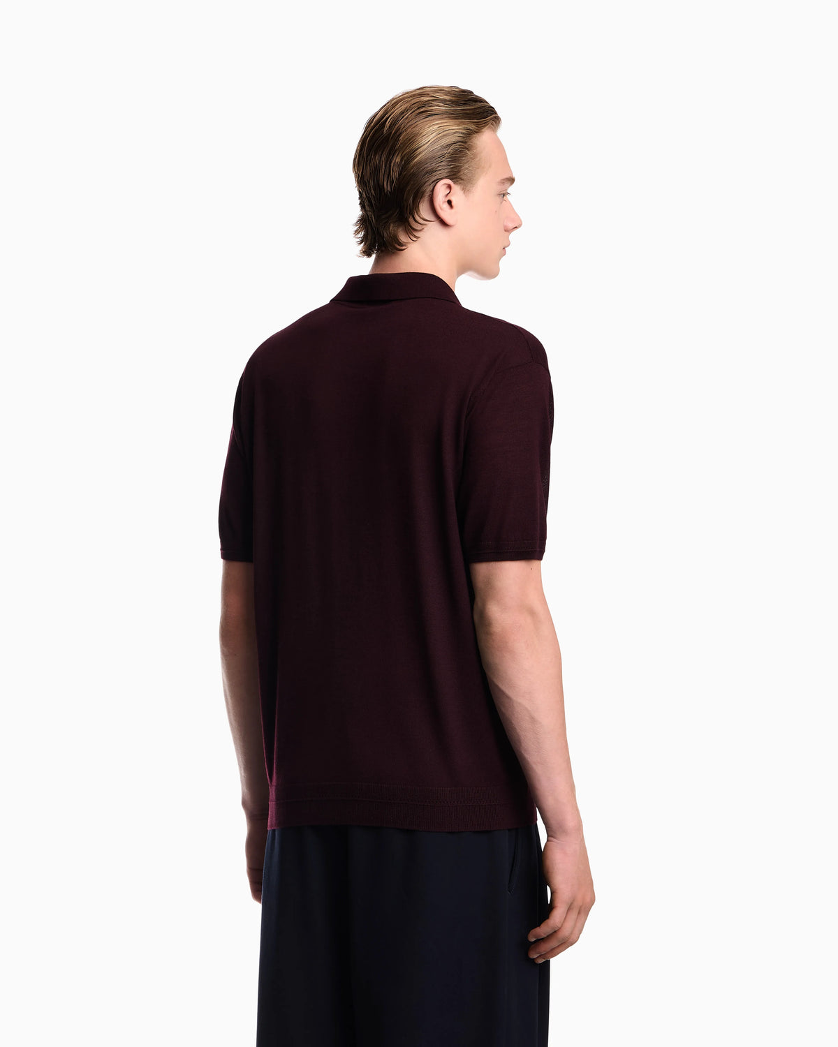 Virgin wool and silk polo neck sweater