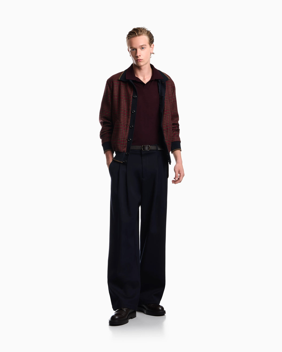 Virgin wool and silk polo neck sweater