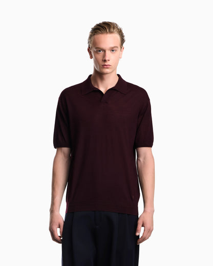 Virgin wool and silk polo neck sweater