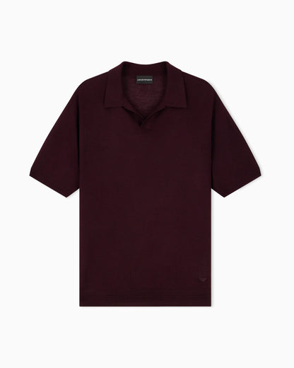 Virgin wool and silk polo neck sweater