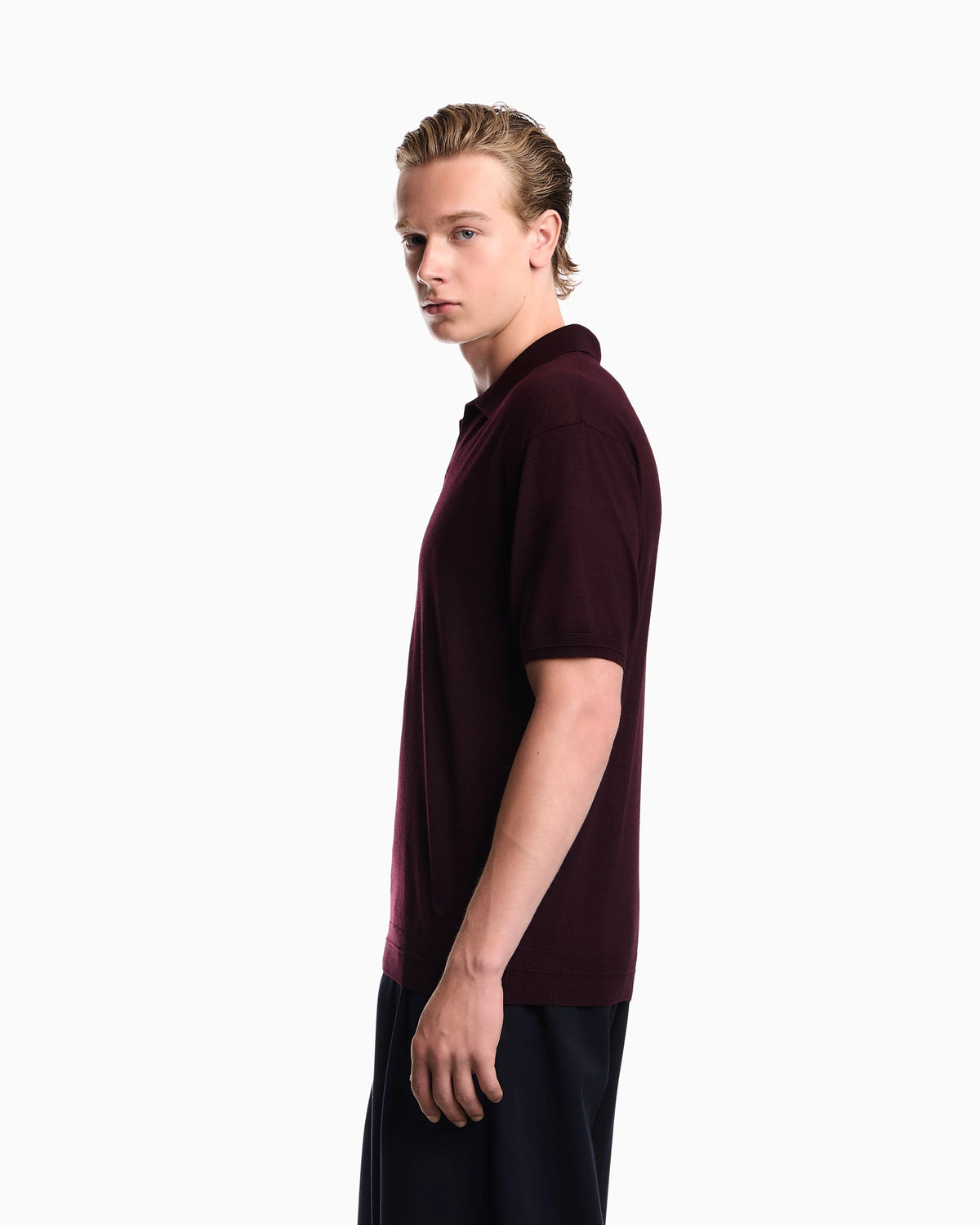 Virgin wool and silk polo neck sweater