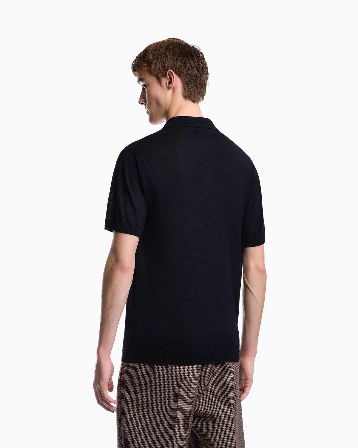Virgin wool and silk polo neck sweater