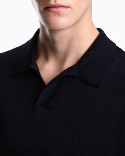 Virgin wool and silk polo neck sweater