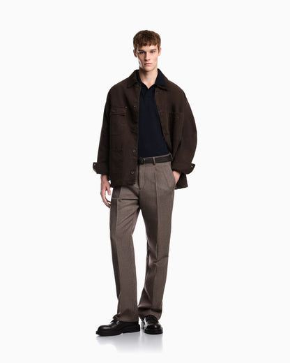Virgin wool and silk polo neck sweater