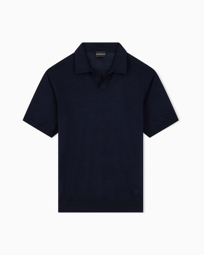 Virgin wool and silk polo neck sweater