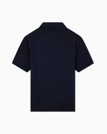 Virgin wool and silk polo neck sweater