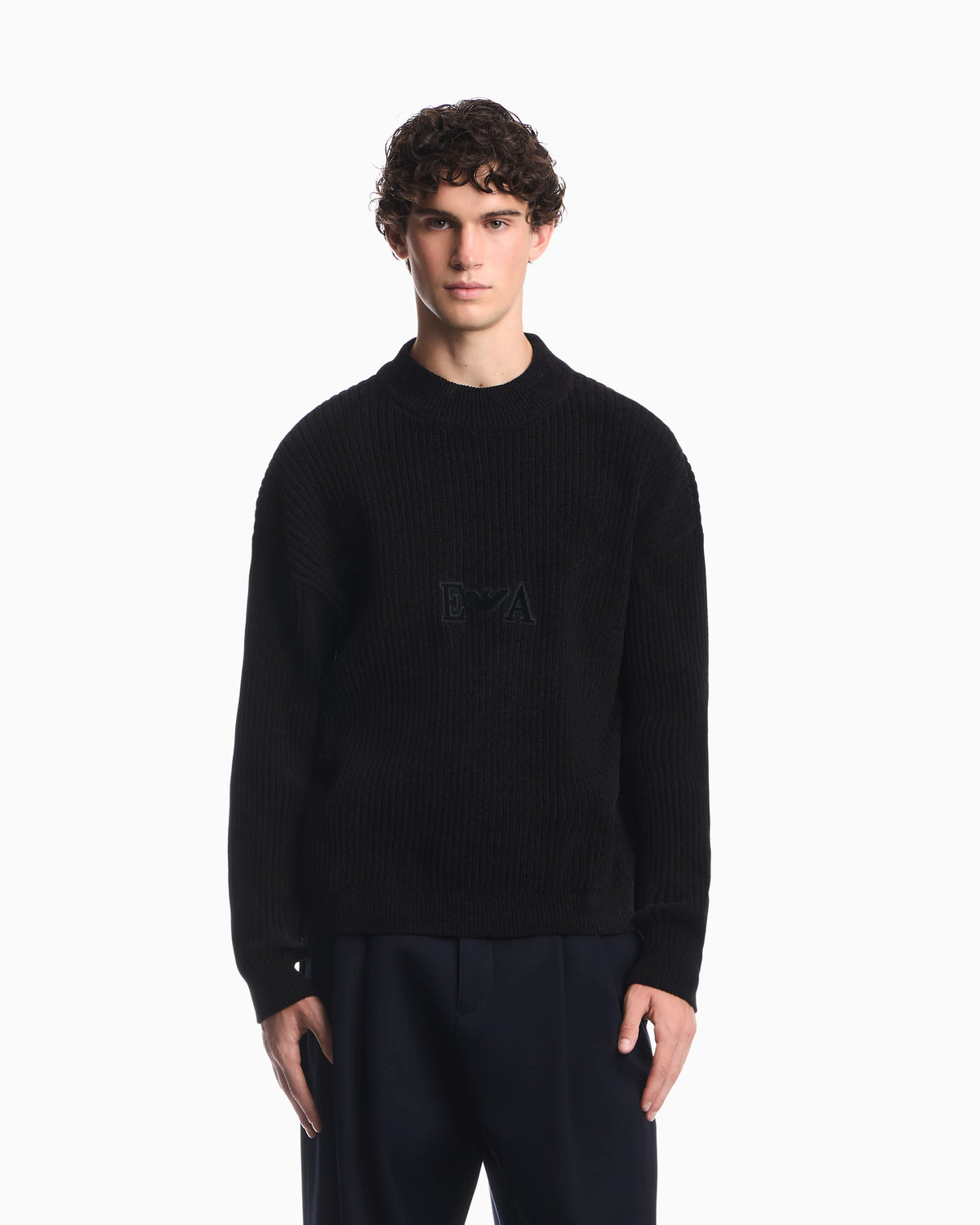 Ribbed chenille sweater with Signature Capsule logo