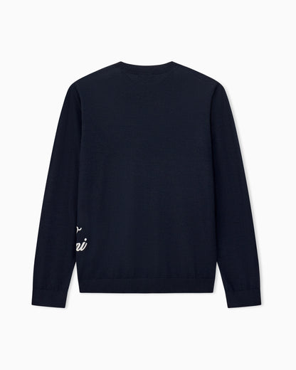 Virgin wool sweater with embroidered logo