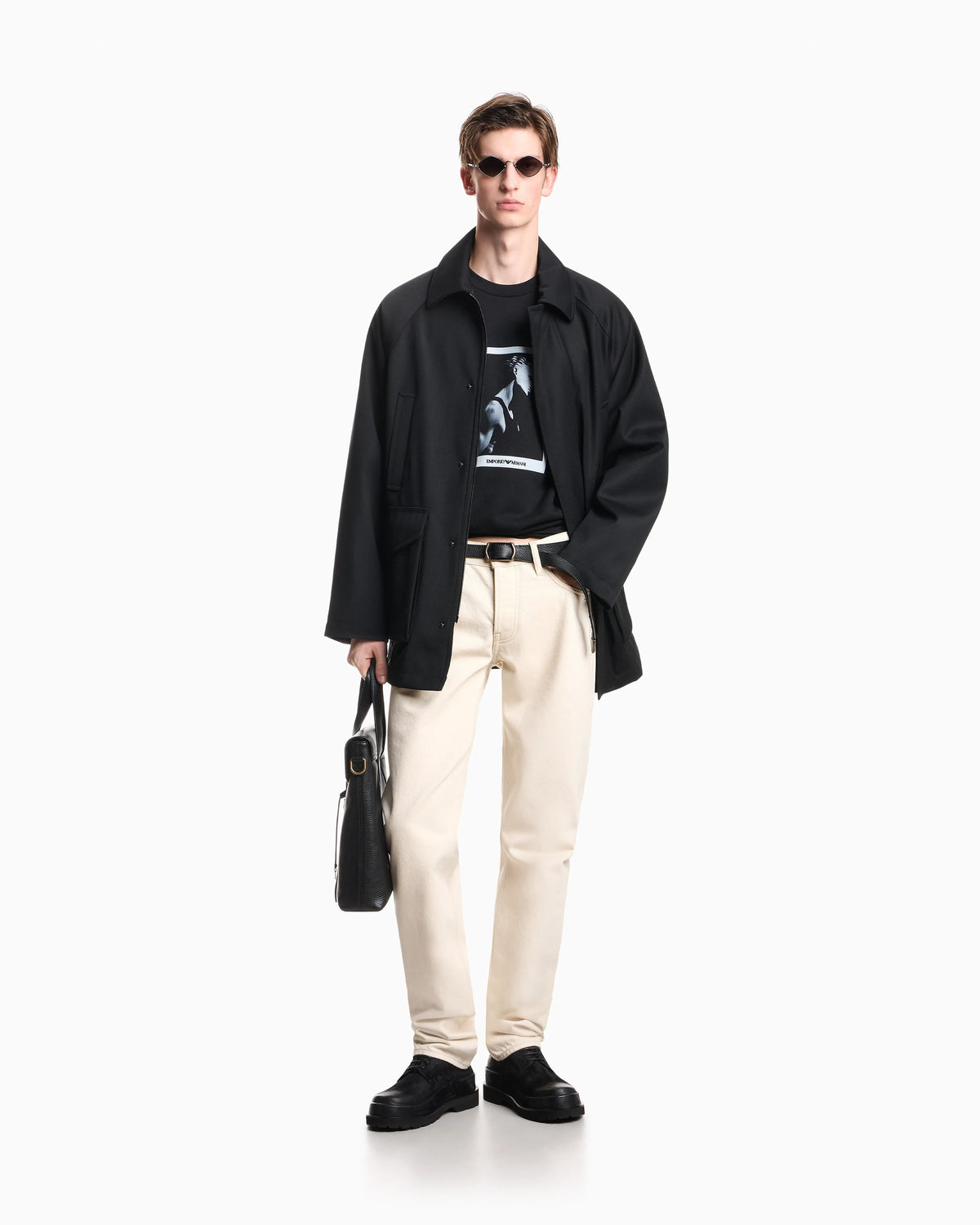 Five-pocket cotton denim jeans with a zip and leather patch