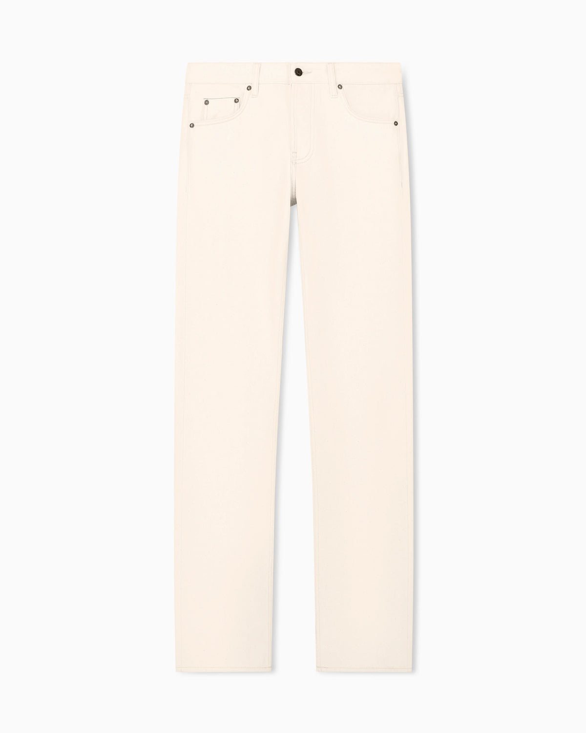Five-pocket cotton denim jeans with a zip and leather patch