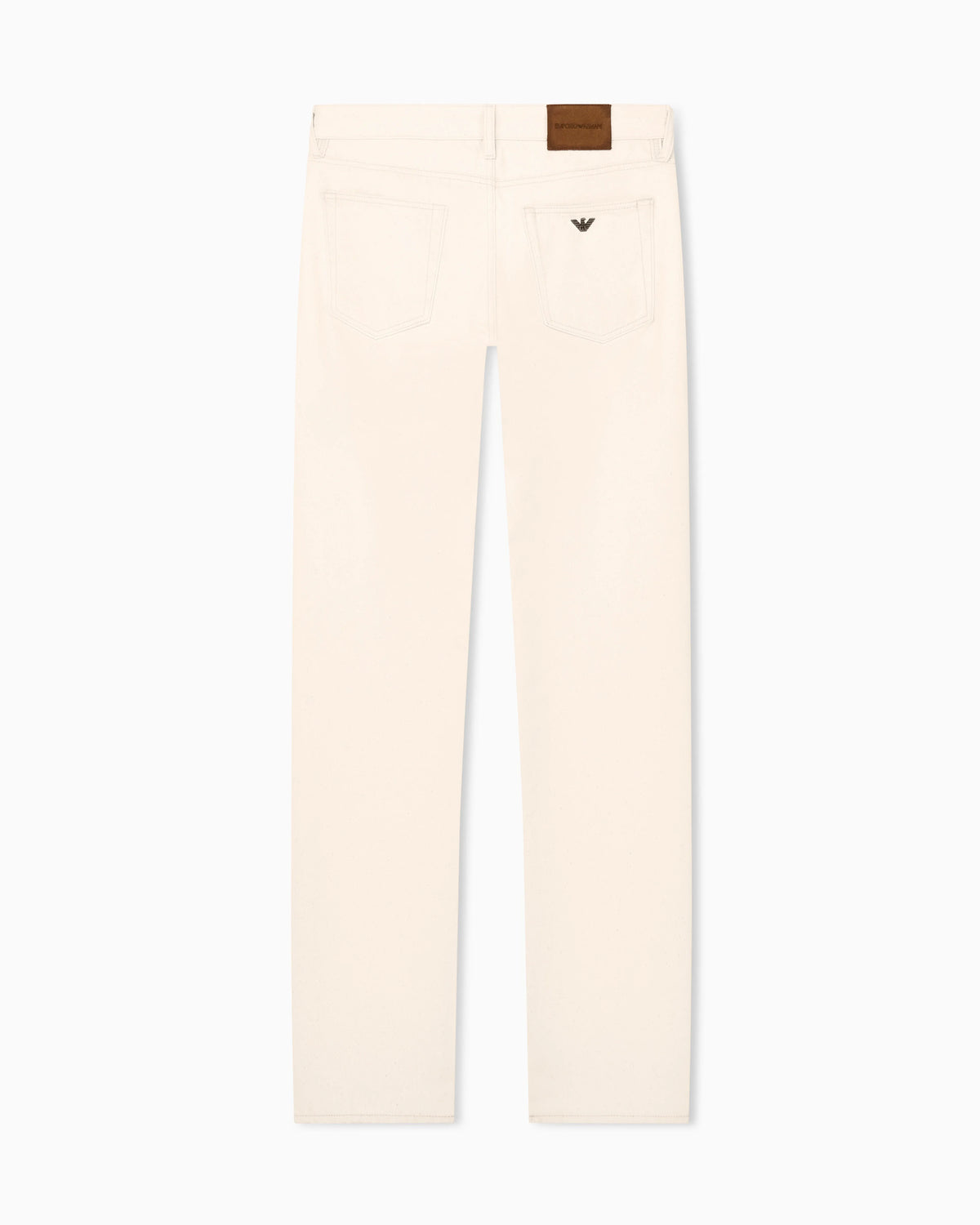 Five-pocket cotton denim jeans with a zip and leather patch