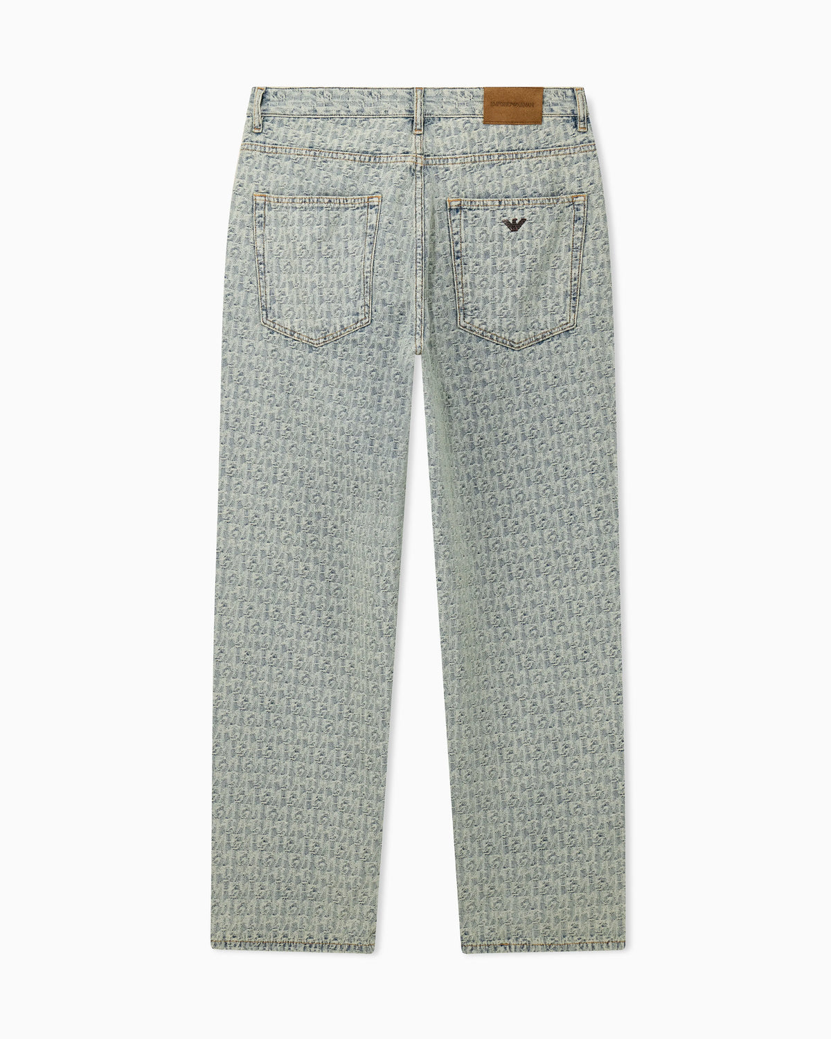 Five-pocket jacquard denim jeans with a monogram pattern