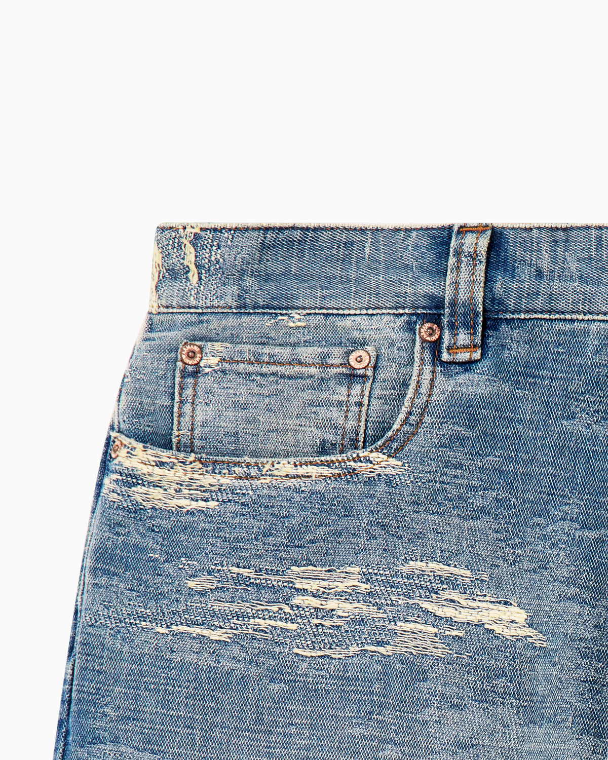 5-pocket pants denim with a distressed stone washed effect