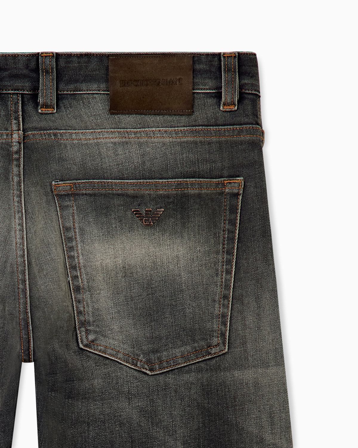 Straight-leg five-pocket denim jeans with a faded effect