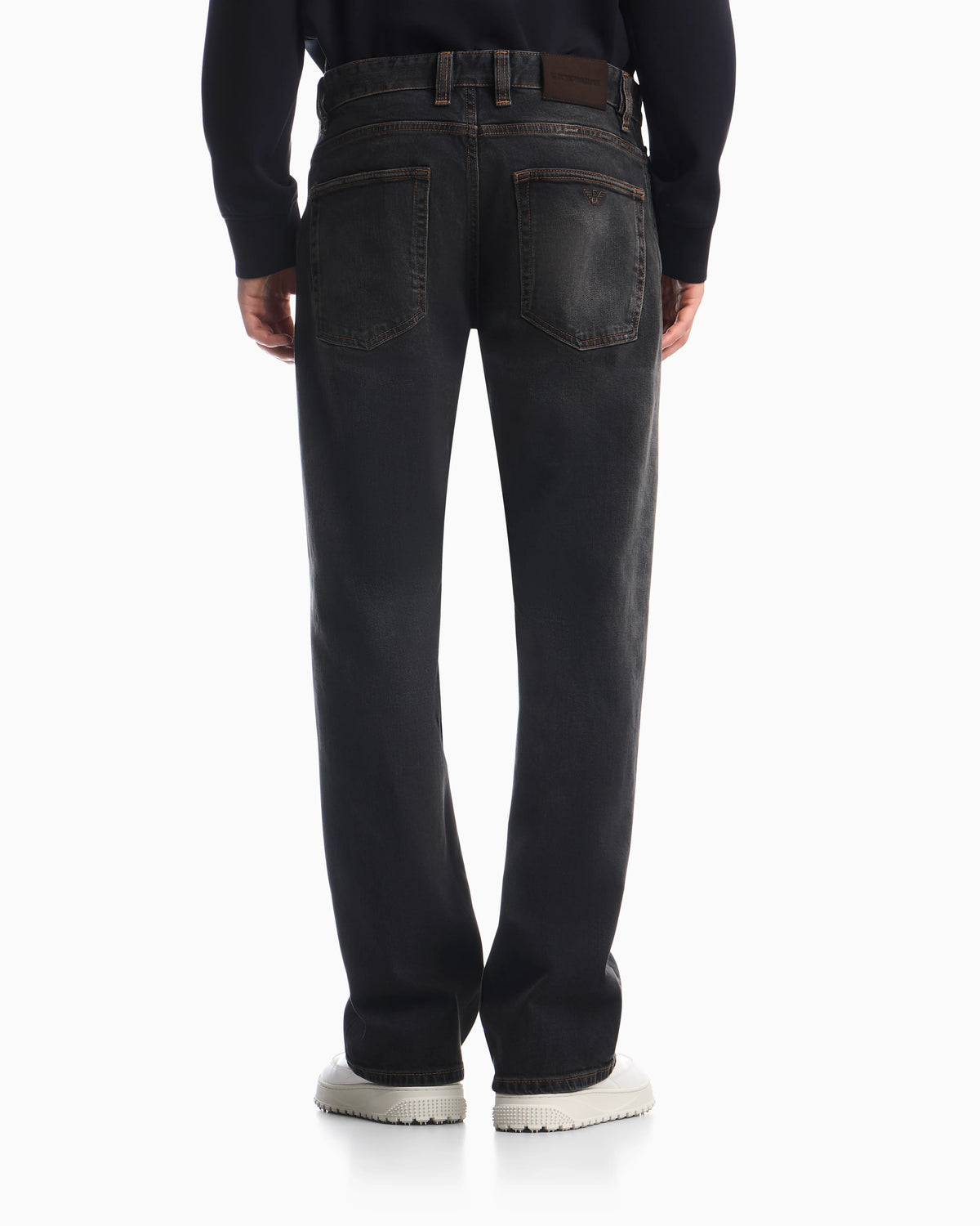 Straight-leg five-pocket denim jeans with a faded effect