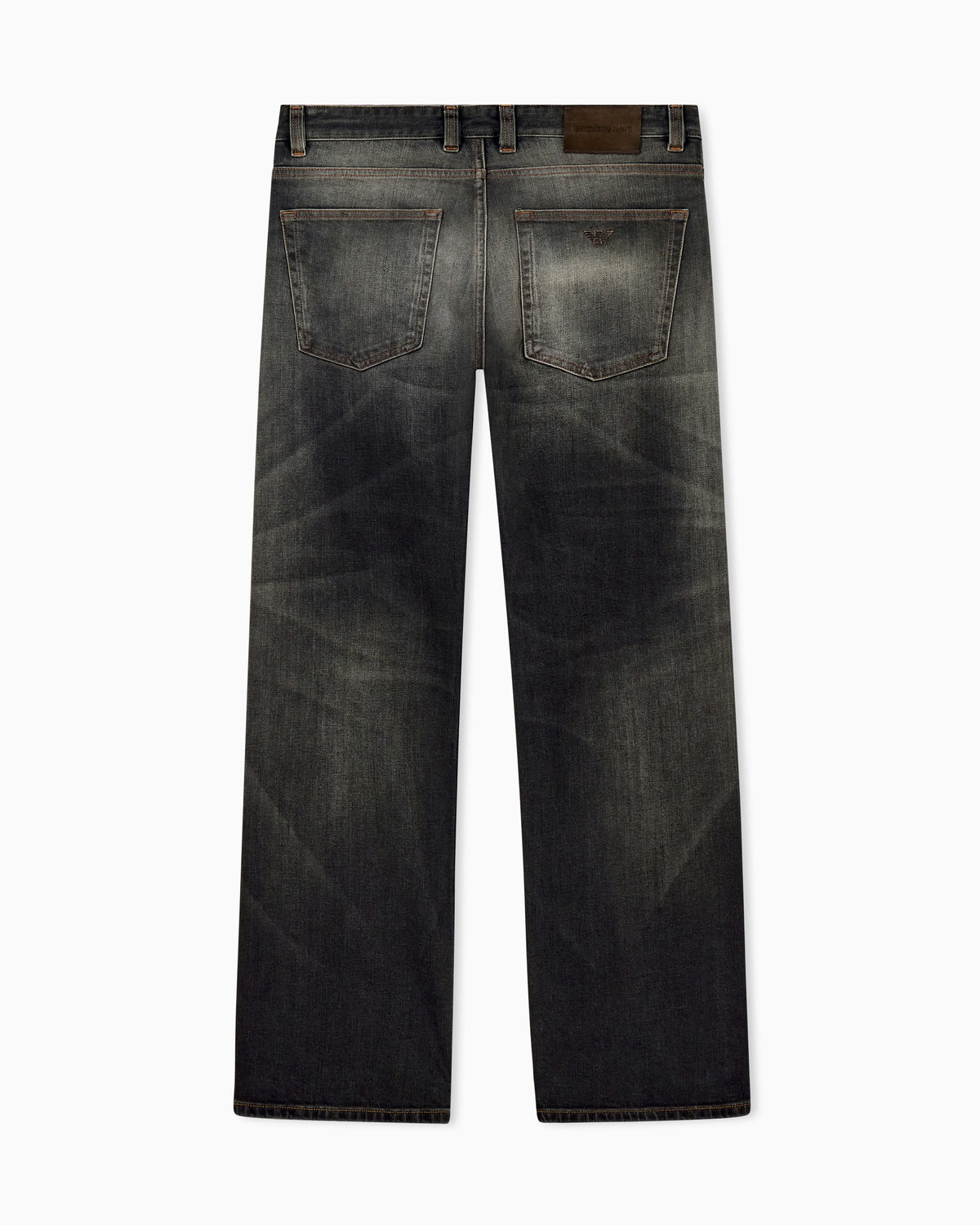 Straight-leg five-pocket denim jeans with a faded effect