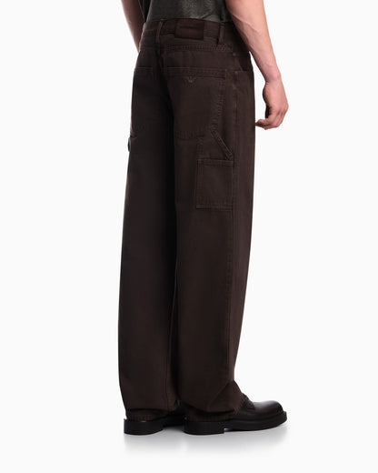 Oversized cotton workwear trousers with utility pockets