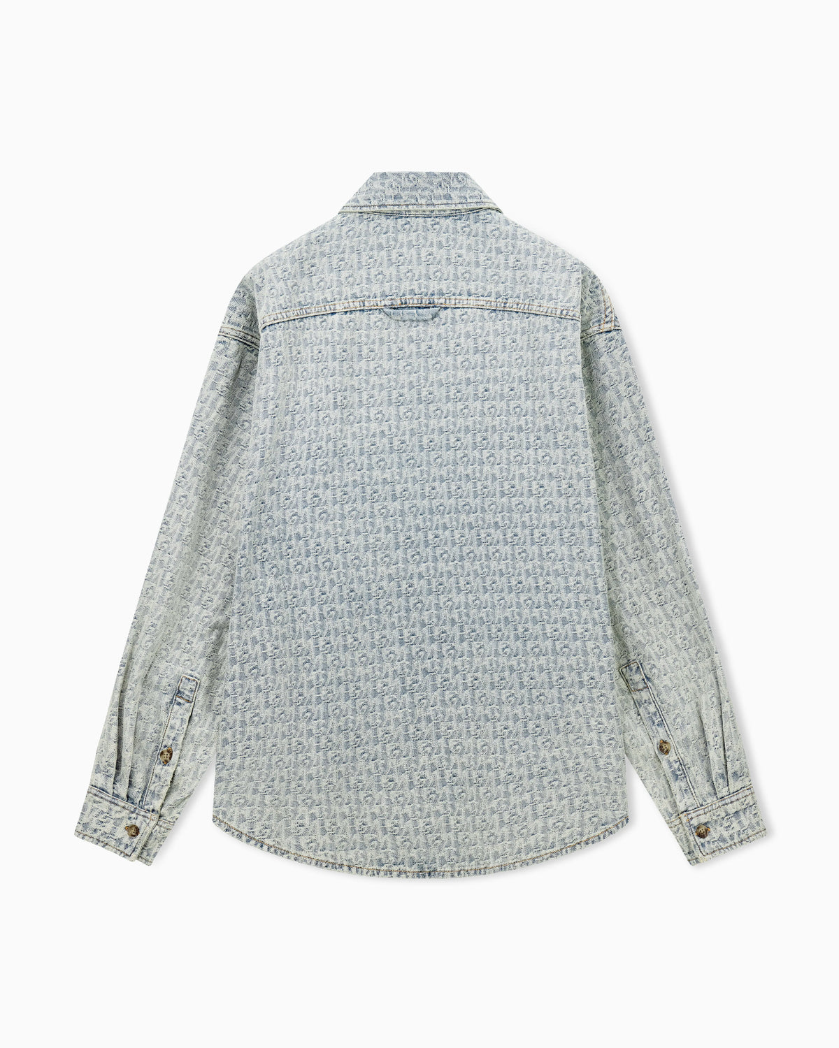 Denim shirt with an all-over jacquard monogram pattern