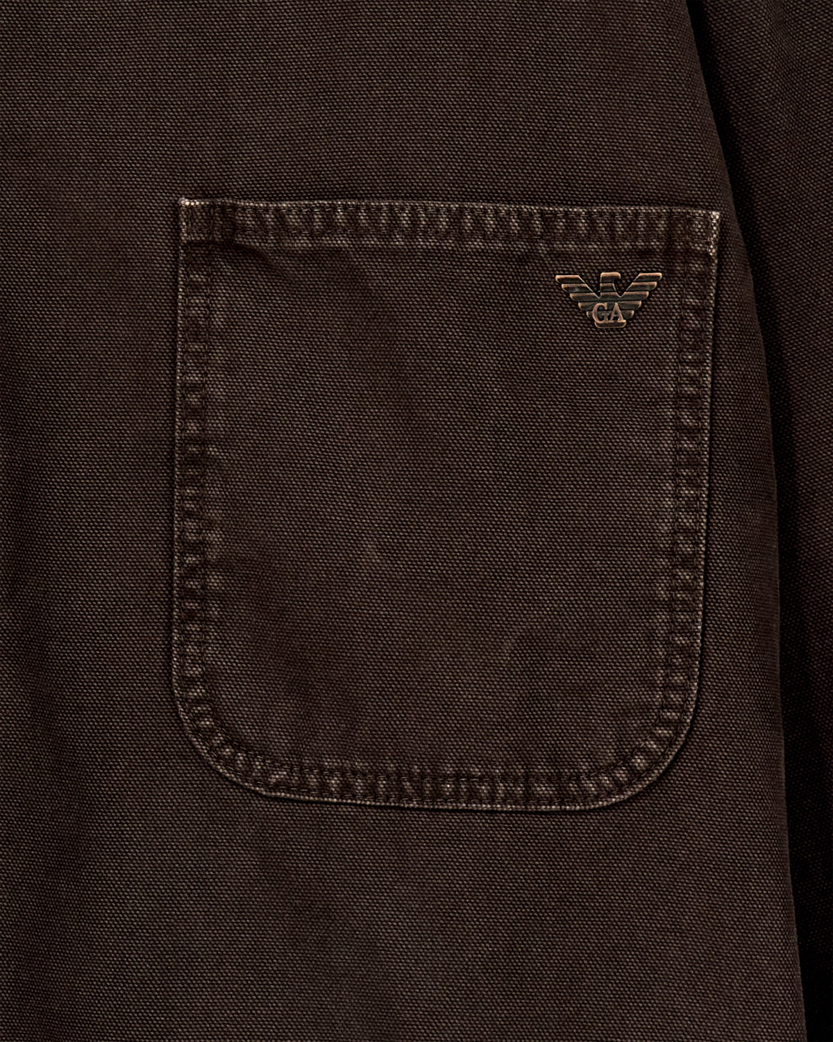 Cotton caban coat with a corduroy collar and patch pockets