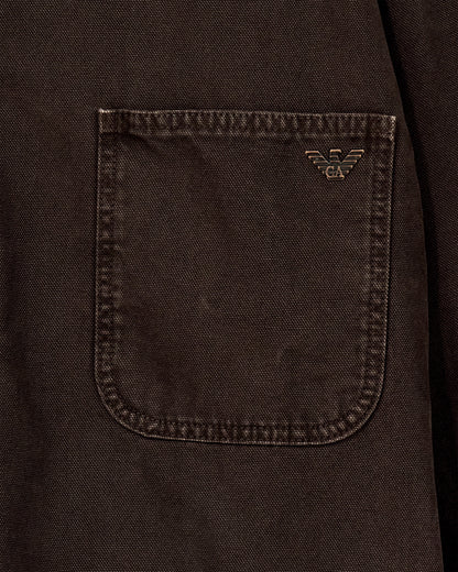 Cotton caban coat with a corduroy collar and patch pockets