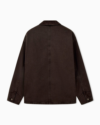 Cotton caban coat with a corduroy collar and patch pockets