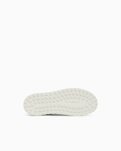 Smooth leather lace-up sneakers with a textured rubber sole