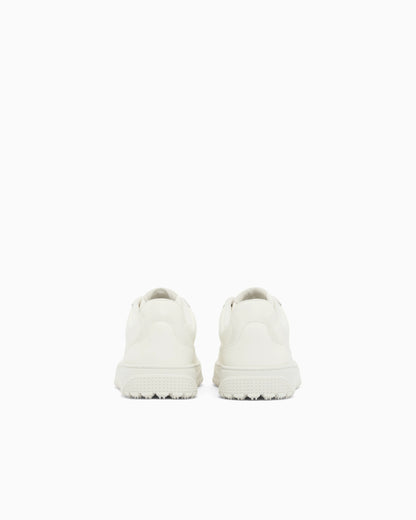 Smooth leather lace-up sneakers with a textured rubber sole