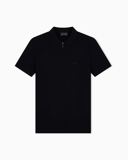 Polo shirt in piqué with partial zip
