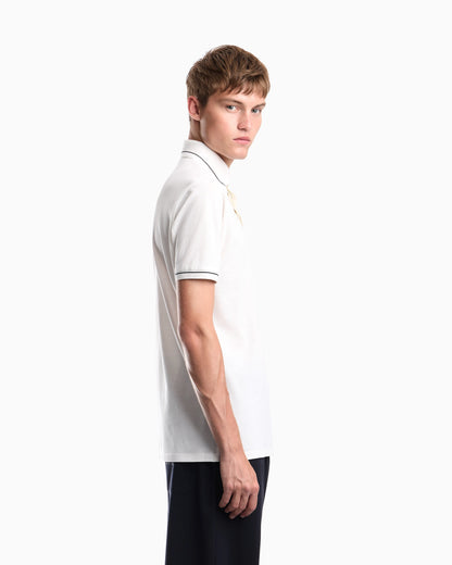 Piqué polo shirt with stripe detail on the collar