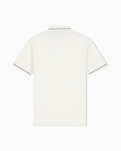Piqué polo shirt with stripe detail on the collar