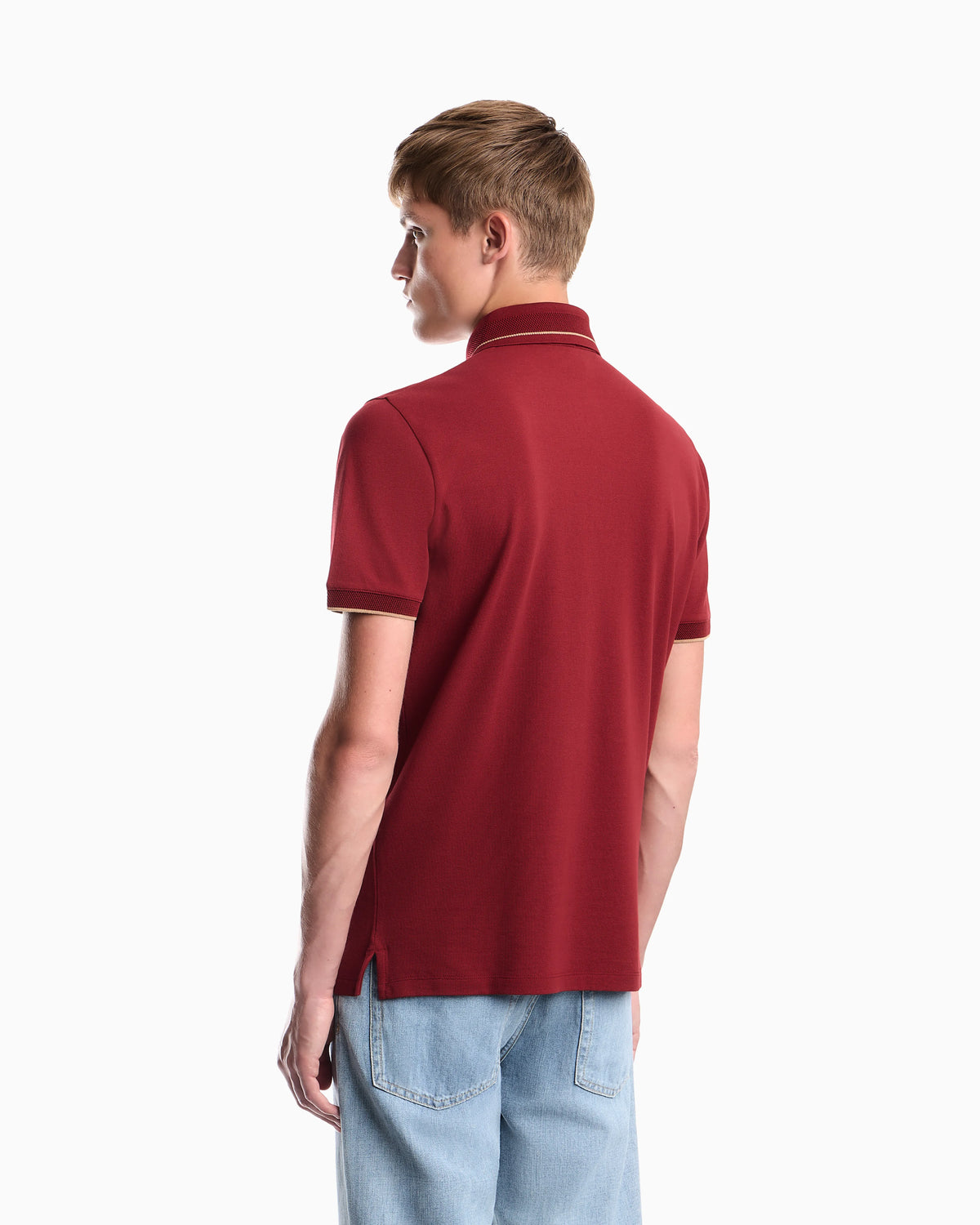 Piqué polo shirt with stripe detail on the collar