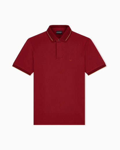 Piqué polo shirt with stripe detail on the collar