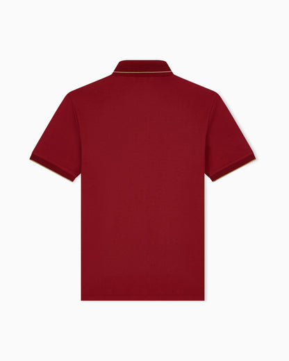 Piqué polo shirt with stripe detail on the collar