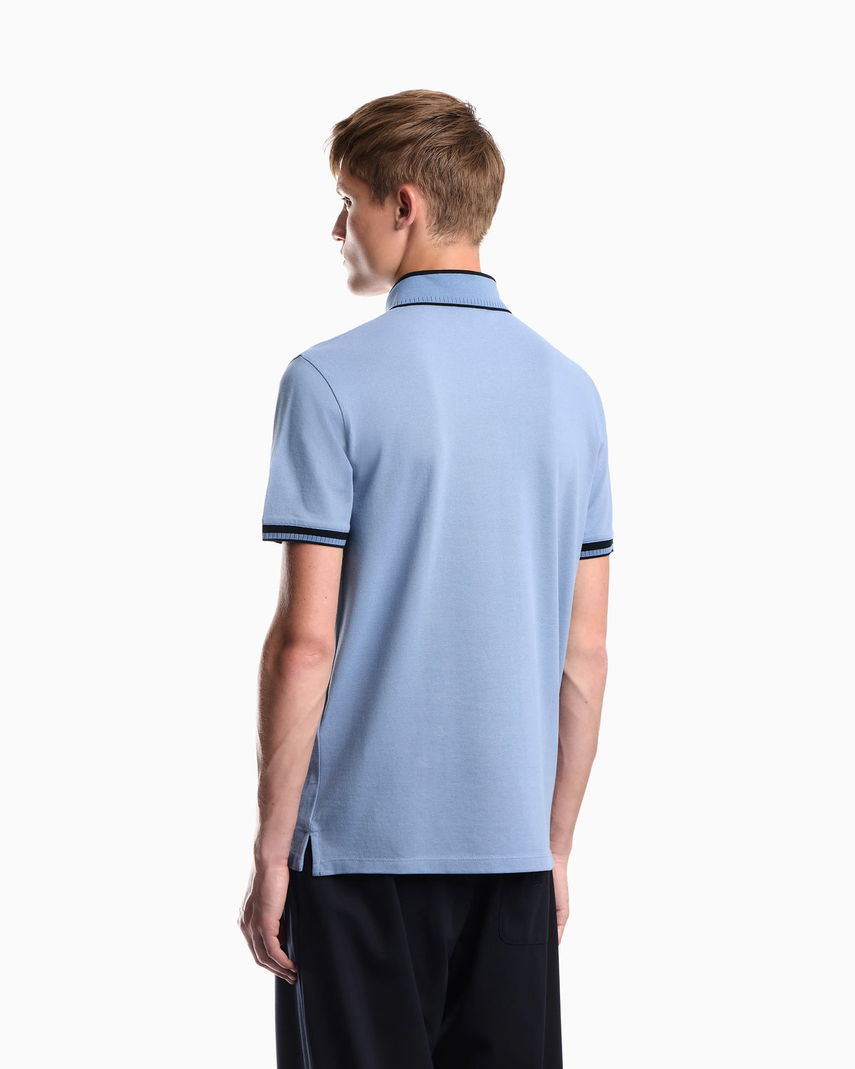 Piqué polo shirt with stripe detail on the collar