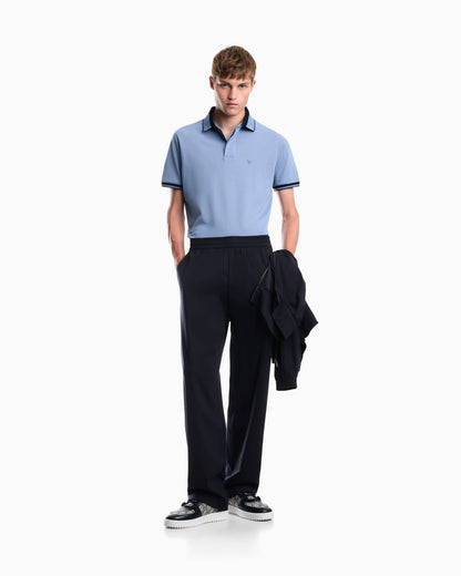 Piqué polo shirt with stripe detail on the collar