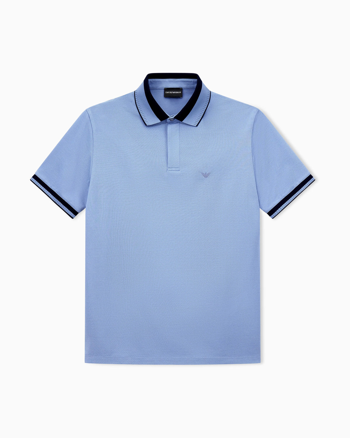 Piqué polo shirt with stripe detail on the collar