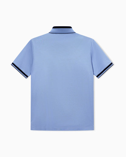 Piqué polo shirt with stripe detail on the collar
