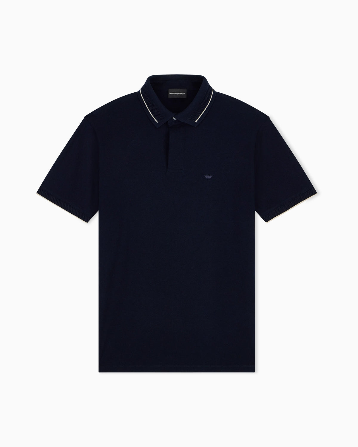 Piqué polo shirt with stripe detail on the collar