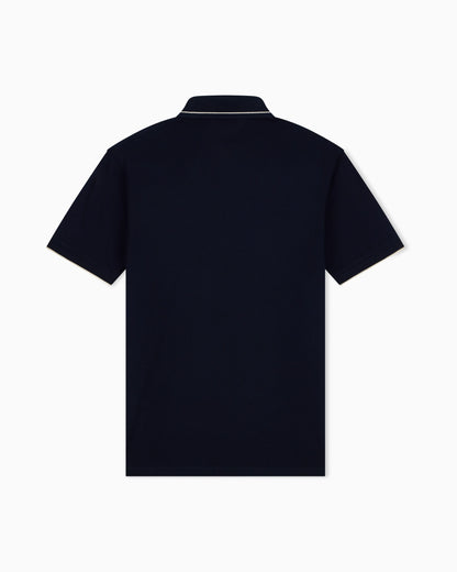 Piqué polo shirt with stripe detail on the collar
